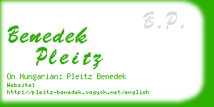 benedek pleitz business card